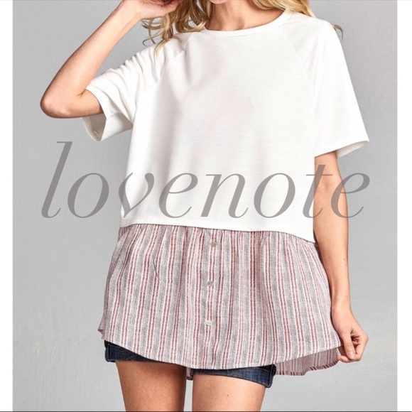 lovenote Tops - 1 M ❤️ Relaxed Short Sleeve Blouse Ruffle Hem Top